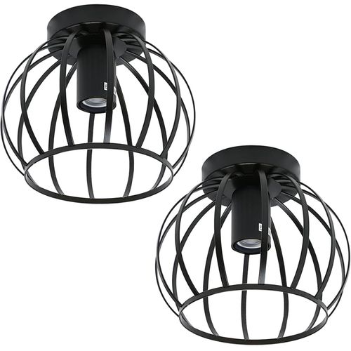 2x Plafonnier Moderne Cage 20cm Lampe De Plafond Métal Pour Salon Chambre Salle Noir