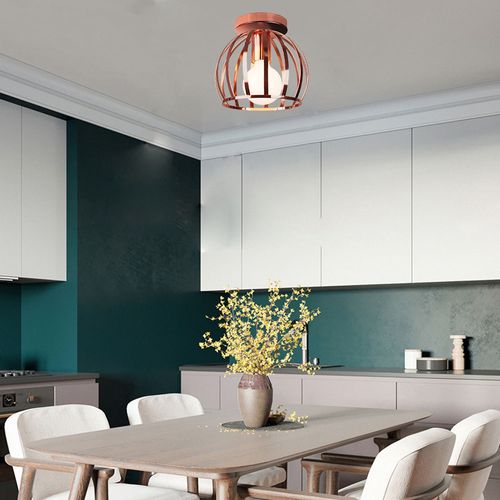 2x Plafonnier Moderne Cage 20cm Lampe De Plafond Métal Pour Salon Chambre Salle Rose