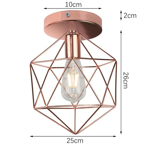 2x Plafonnier Industriel Cage Lampe De Plafond Abat-jour Métal Pour Couloir Chambre Salon Rose