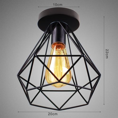 Lot De 2 Plafonnier Industrielle Cage Vintage Lampe De Plafond E27 Pour Cuisine Noir