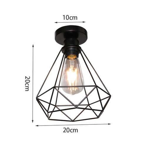 3x Rétro Plafonnier Industrielle Cage 20cm Lustre Abat-jour En Fer Lampe De Plafond E27 Noir