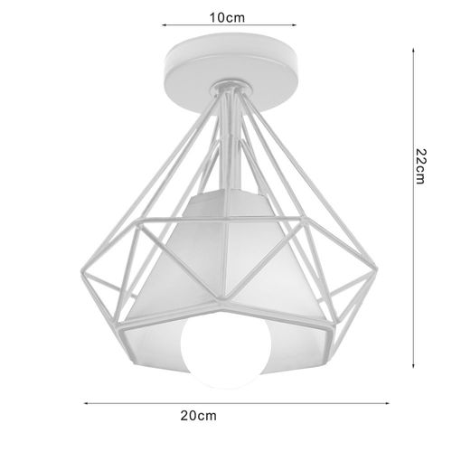2pcs Plafonnier Industrielle Cage Diamant Luminaire De Plafond Pour Salon Chambre Cuisine Blanc