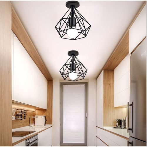 Plafonnier Industrielle Cage Lampe De Plafond Métal Pour Salon Chambre Noir