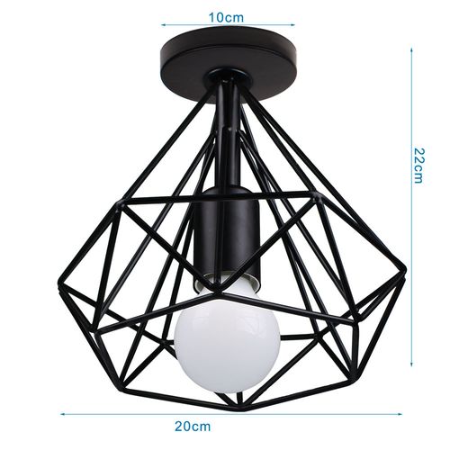 Plafonnier Industrielle Cage Lampe De Plafond Métal Pour Salon Chambre Noir
