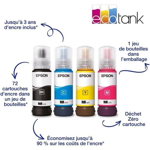 Imprimante Multifonction A4 - Ecotank Et-2870 - Wi-fi - Réservoirs D'encre - 3 Ans D'encre Inclus