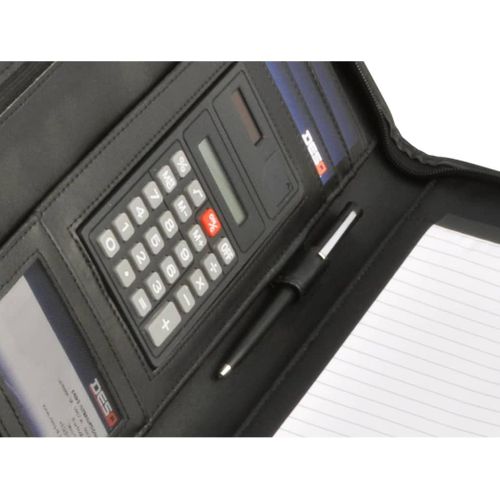 Dossier De Conférence A4 Avec Bloc-notes Et Calculatrice Noir