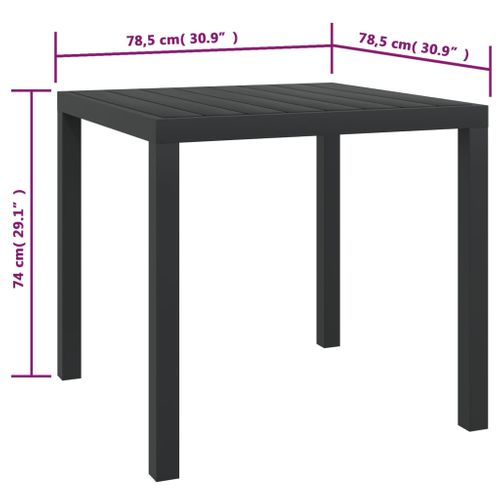 Table De Jardin Structure Aluminium Résistante Aux Intempéries Avec Wpc Noir 80x80x74 Cm