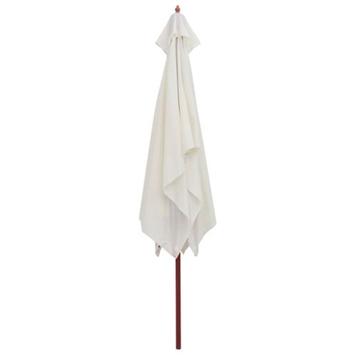 Parasol Avec Poteau En Bois 200 X 300 Cm Blanc Crème