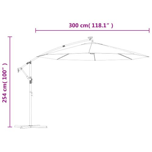 Parasol Déporté D. 300 Cm Avec Éclairage LED - 300 Cm - Sable
