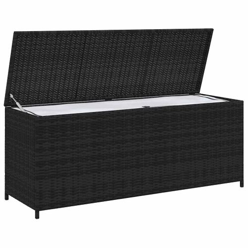 Vidaxl Boîte De Rangement De Jardin Noir 150x50x60 Cm Résine Tressée Rangement Terrasse Extérieur