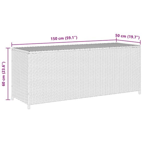 Vidaxl Boîte De Rangement De Jardin Noir 150x50x60 Cm Résine Tressée Rangement Terrasse Extérieur