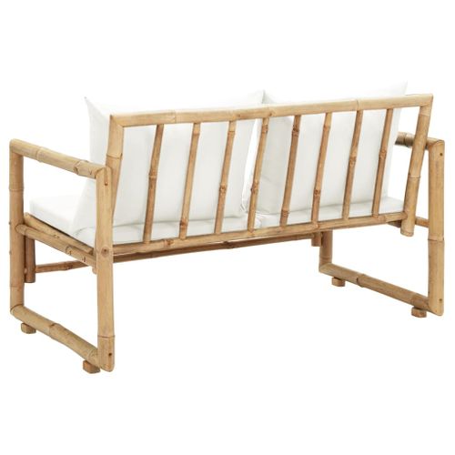 Vidaxl Canapé De Jardin à 2 Places Avec Coussins Bambou Meuble Mobilier Patio Terrasse Extérieur