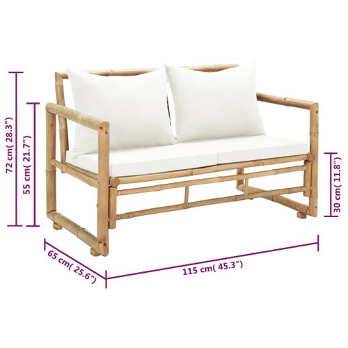 Vidaxl Canapé De Jardin à 2 Places Avec Coussins Bambou Meuble Mobilier Patio Terrasse Extérieur