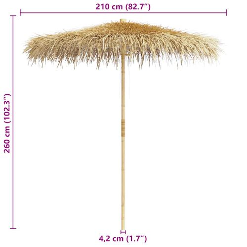 Parasol En Bambou Avec Toit En Feuilles De Bananier - 200x260 Cm - Naturel