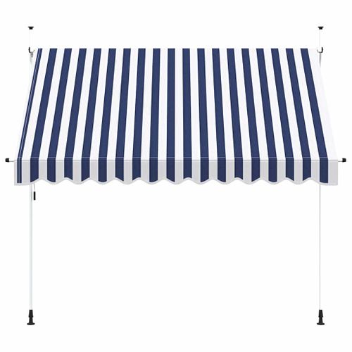 Auvent Rétractable Manuel 300 Cm Rayures Bleues Et Blanches