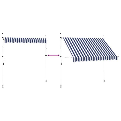 Auvent Rétractable Manuel 300 Cm Rayures Bleues Et Blanches