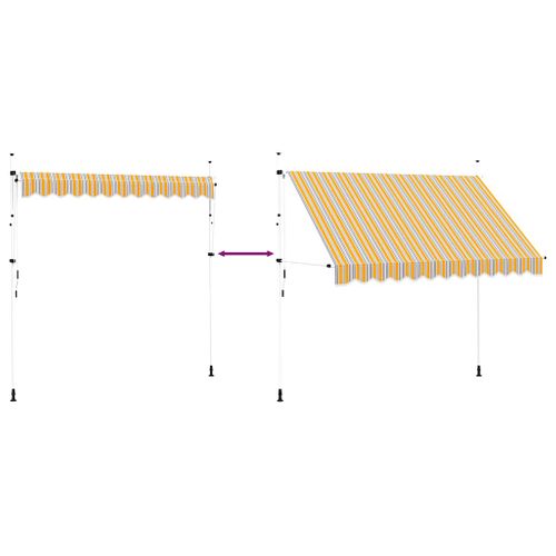 Auvent Rétractable Manuel 300 Cm Rayures Jaunes Et Bleues