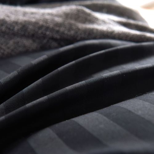 Ensemble Housse De Couette Satin De Coton Noir 155x220/80x80 Cm