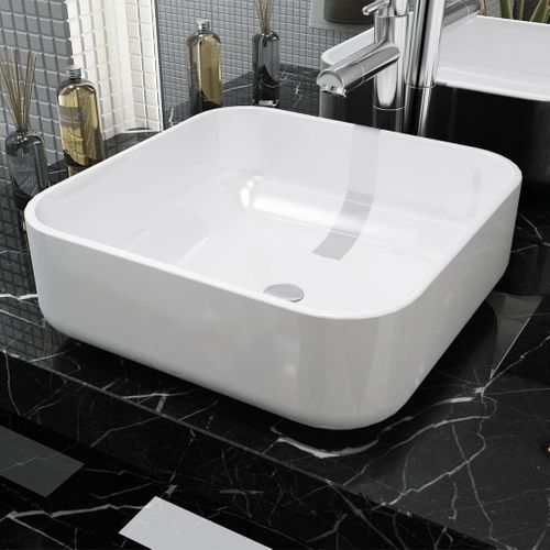 Lavabo Carré Céramique Blanc 39x39x13,5 Cm