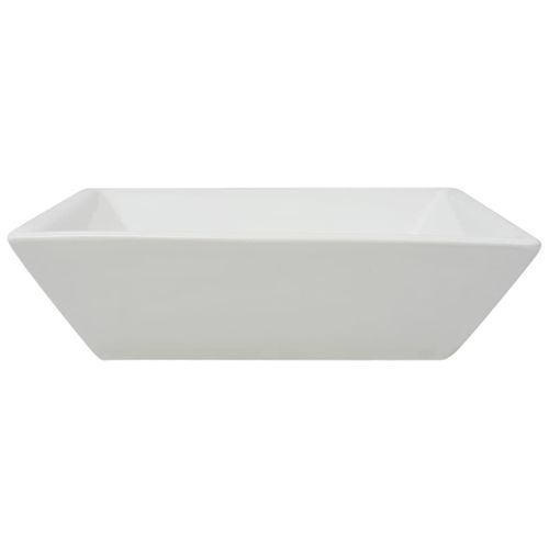 Lavabo Avec Glaze Anti-tache Brillante et Trou De Drain Carré Céramique Blanc 41,5x41,5x12 Cm