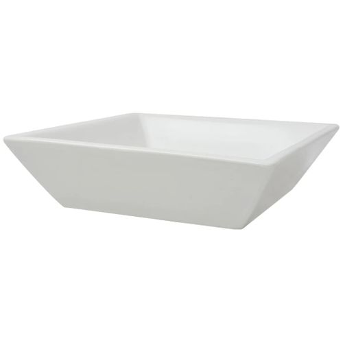 Lavabo Avec Glaze Anti-tache Brillante et Trou De Drain Carré Céramique Blanc 41,5x41,5x12 Cm