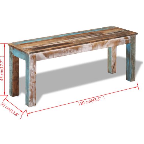 Banc 110x35x45 Cm Bois De Récupération Massif