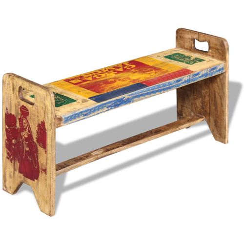 Banc Bois Massif Recyclé 100x30x50 Cm