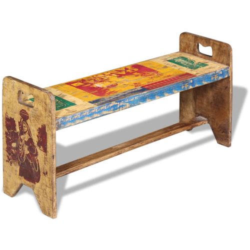 Banc Bois Massif Recyclé 100x30x50 Cm