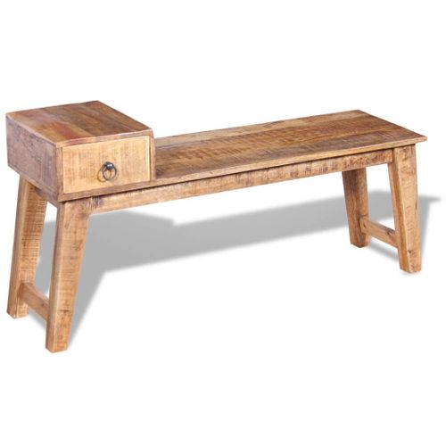 Banc Avec Tiroir Bois De Manguier Massif 120x36x60 Cm