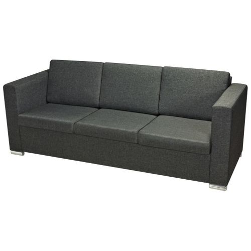 Canapé À 3 Places Tissu Gris Foncé 2
