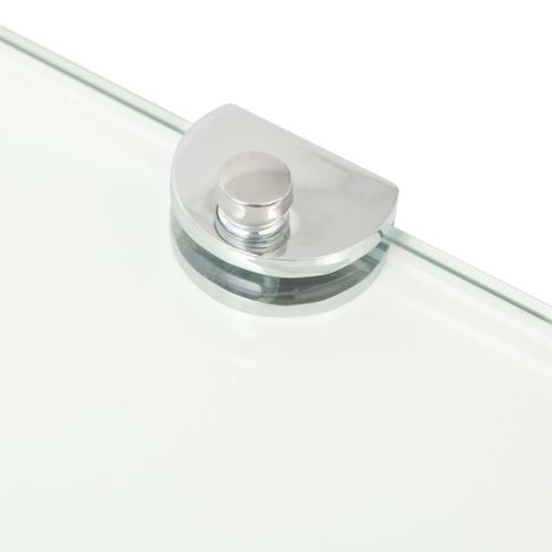 Étagère De Coin + Supports Chromés Verre Transparent 25 X 25 Cm