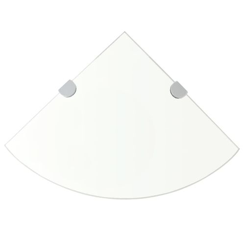 Étagère De Coin + Supports Chromés Verre Transparent 35 X 35 Cm