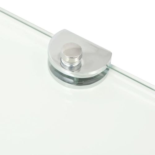 Étagère De Coin + Supports Chromés Verre Transparent 35 X 35 Cm