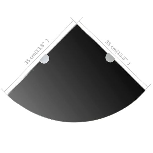 Étagère De Coin Avec Supports Chromés Verre Noir 35 X 35 Cm