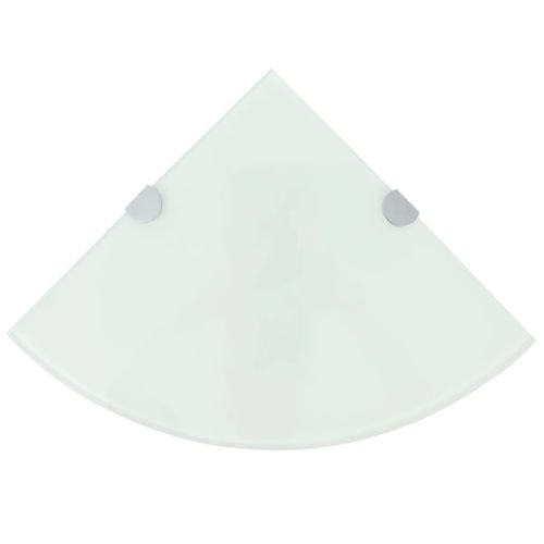 Étagère De Coin Avec Supports Chromés Verre Blanc 35 X 35 Cm