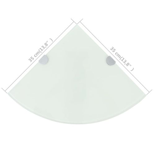 Étagère De Coin Avec Supports Chromés Verre Blanc 35 X 35 Cm