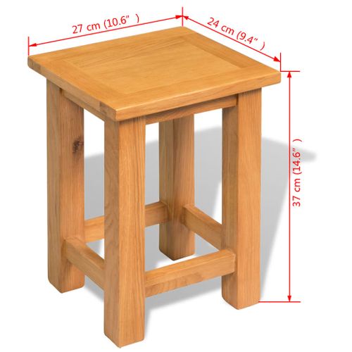 Table D'appoint 27 X 24 X 37 Cm Bois De Chêne Massif