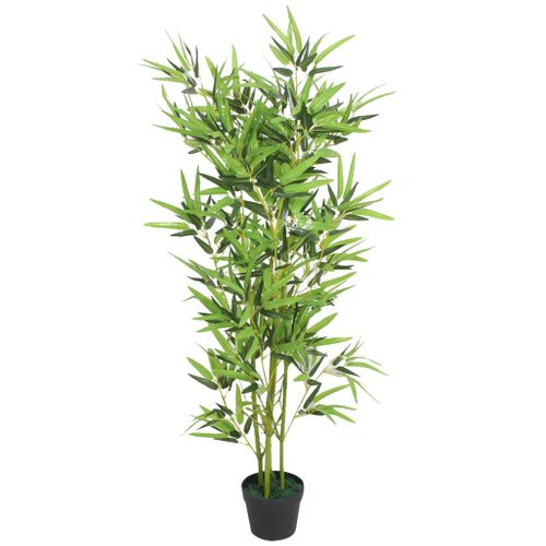 Plante Artificielle En Bambou Avec Feuillage Résistant Aux Uv et Pot En Ciment 120 Cm Verte