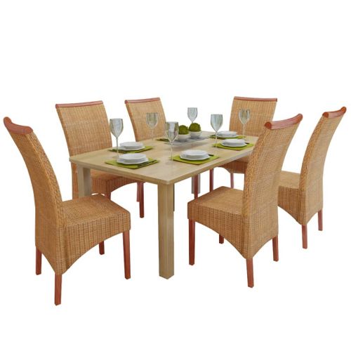 Chaises à Manger Lot De 6 Marron Rotin Naturel