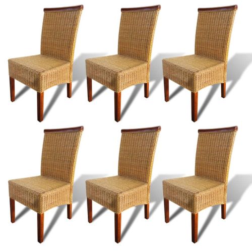 Chaises à Manger Lot De 6 Marron Rotin Naturel