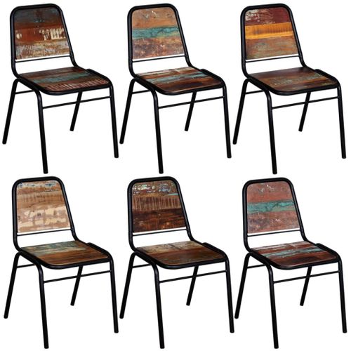 Chaises à Manger Lot De 6 Bois De Récupération Solide