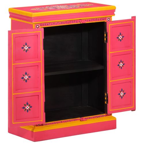 Buffet Bois Massif De Manguier Peinture Rose à La Main