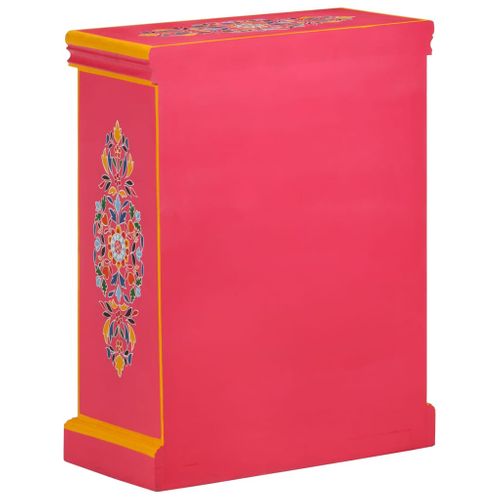 Buffet Bois Massif De Manguier Peinture Rose à La Main