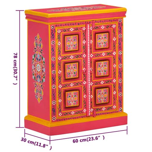 Buffet Bois Massif De Manguier Peinture Rose à La Main