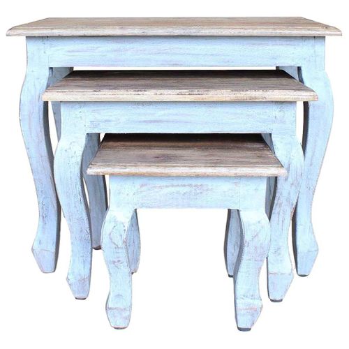 Ensemble De Tables Gigognes 3 Pièces Bois D'acajou Massif