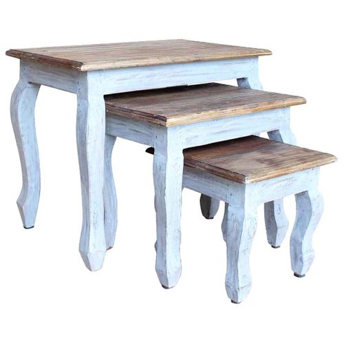 Ensemble De Tables Gigognes 3 Pièces Bois D'acajou Massif