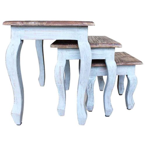 Ensemble De Tables Gigognes 3 Pièces Bois D'acajou Massif