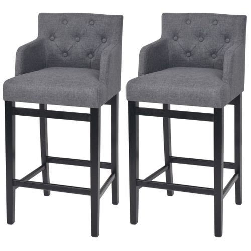 Tabourets De Bar 2 PCs Gris Foncé Tissu