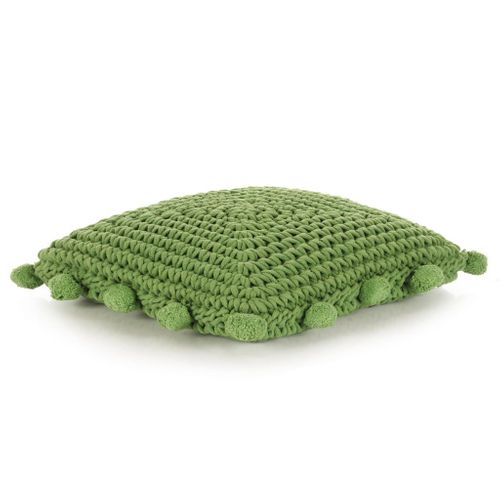 Coussin De Plancher Carré Coton Tricoté 50 X 50 Cm Vert