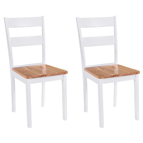 Chaises à Manger Lot De 2 Blanc Bois Hévéa Massif